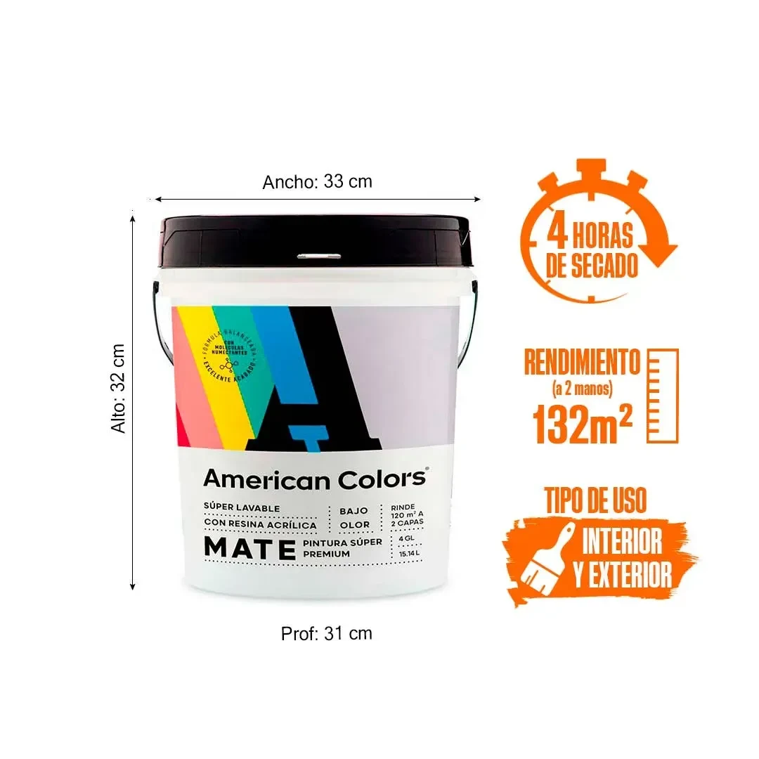 PINTURA LATEX MATE BLANCO 4 GALONES AMERICAN COLORS2