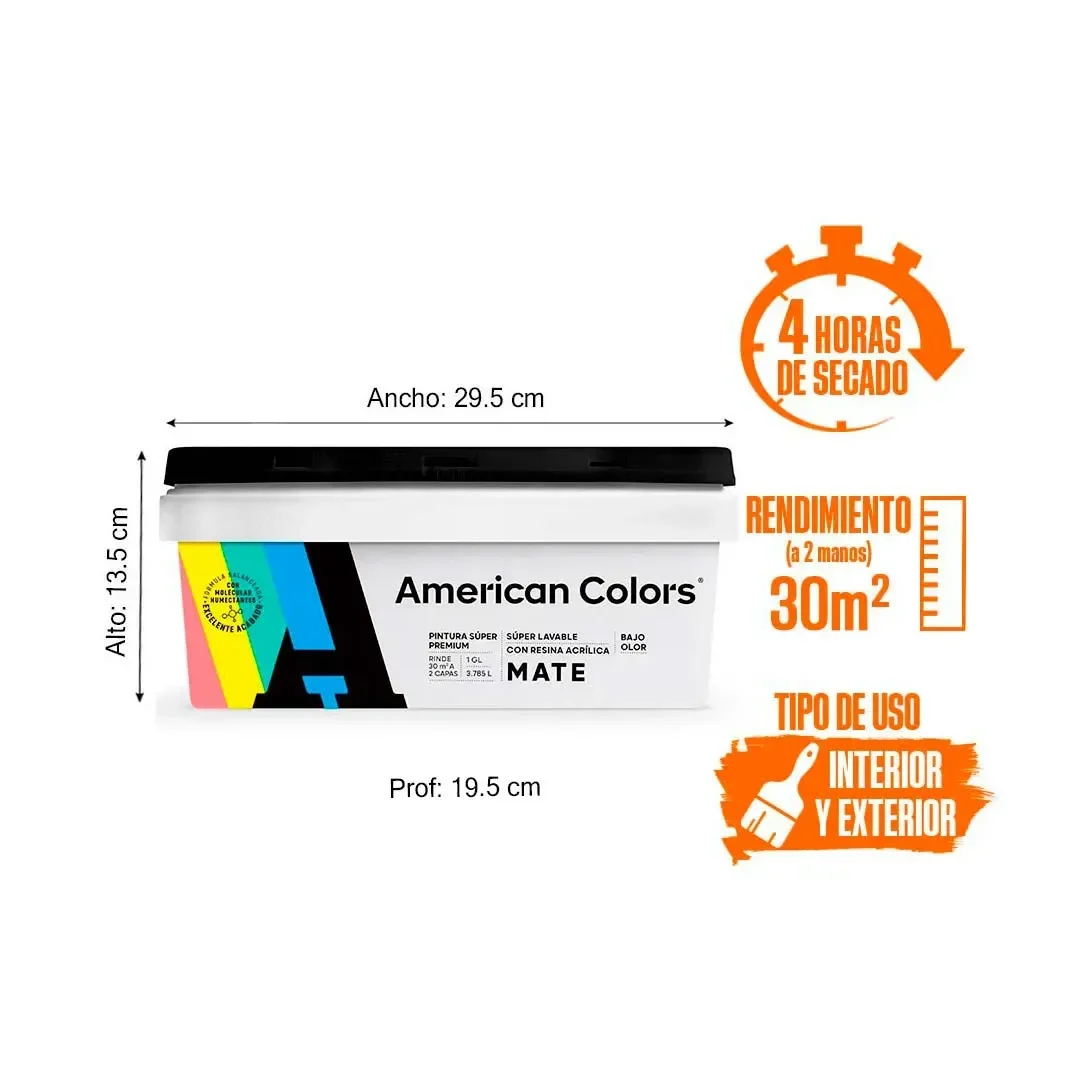 PINTURA MATE BLANCO HUMO 1 GALON AMERICAN COLORS