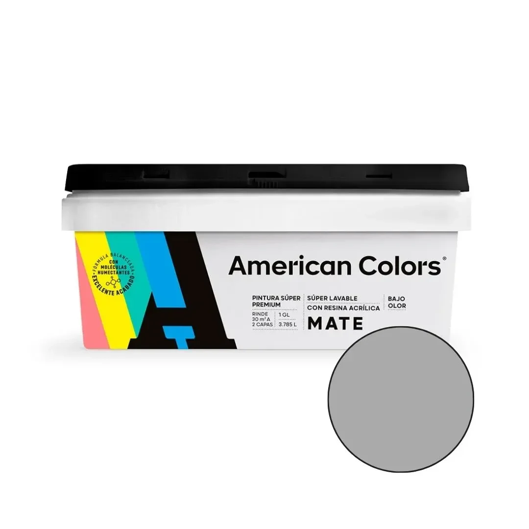 PINTURA MATE GRIS PLATA 1 GALON AMERICAN COLORS