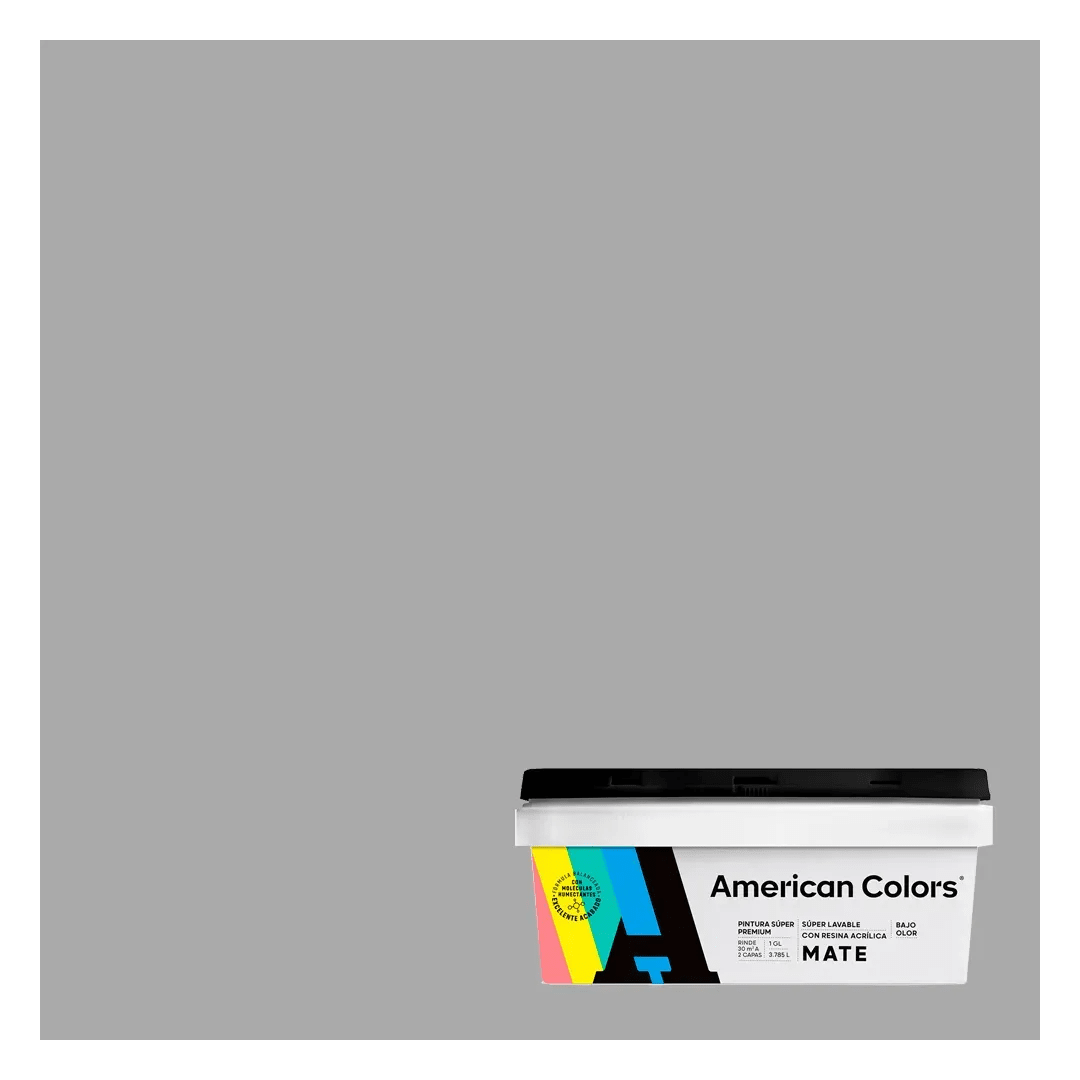 PINTURA MATE GRIS PLATA 1 GALON AMERICAN COLORS5