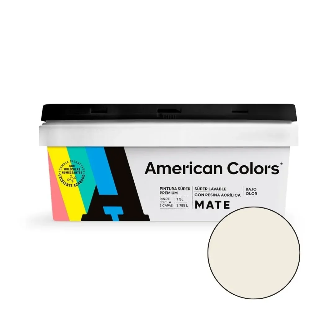 PINTURA MATE BLANCO OSTRA 1 GALON AMERICAN COLORS