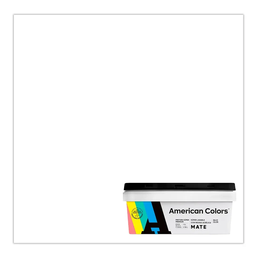 PINTURA LATEX MATE BLANCO 1 GALON AMERICAN COLORS4
