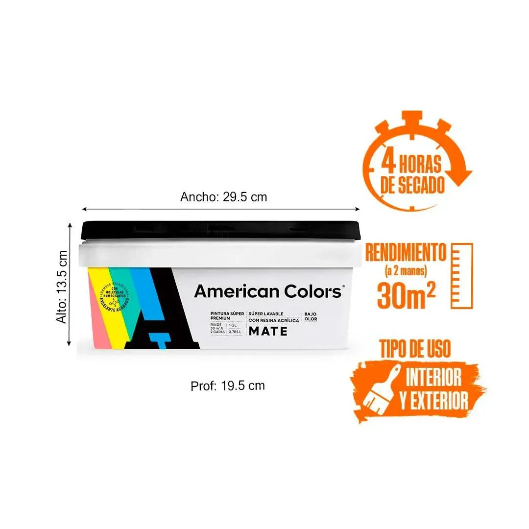 PINTURA MATE GRIS CLASICO 1 GALON AMERICAN COLORS2