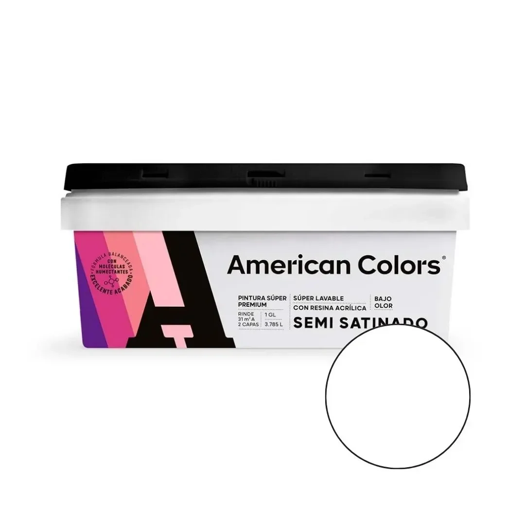 PINTURA SEMI SATINADO BLANCO 1 GALON AMERICAN COLORS1