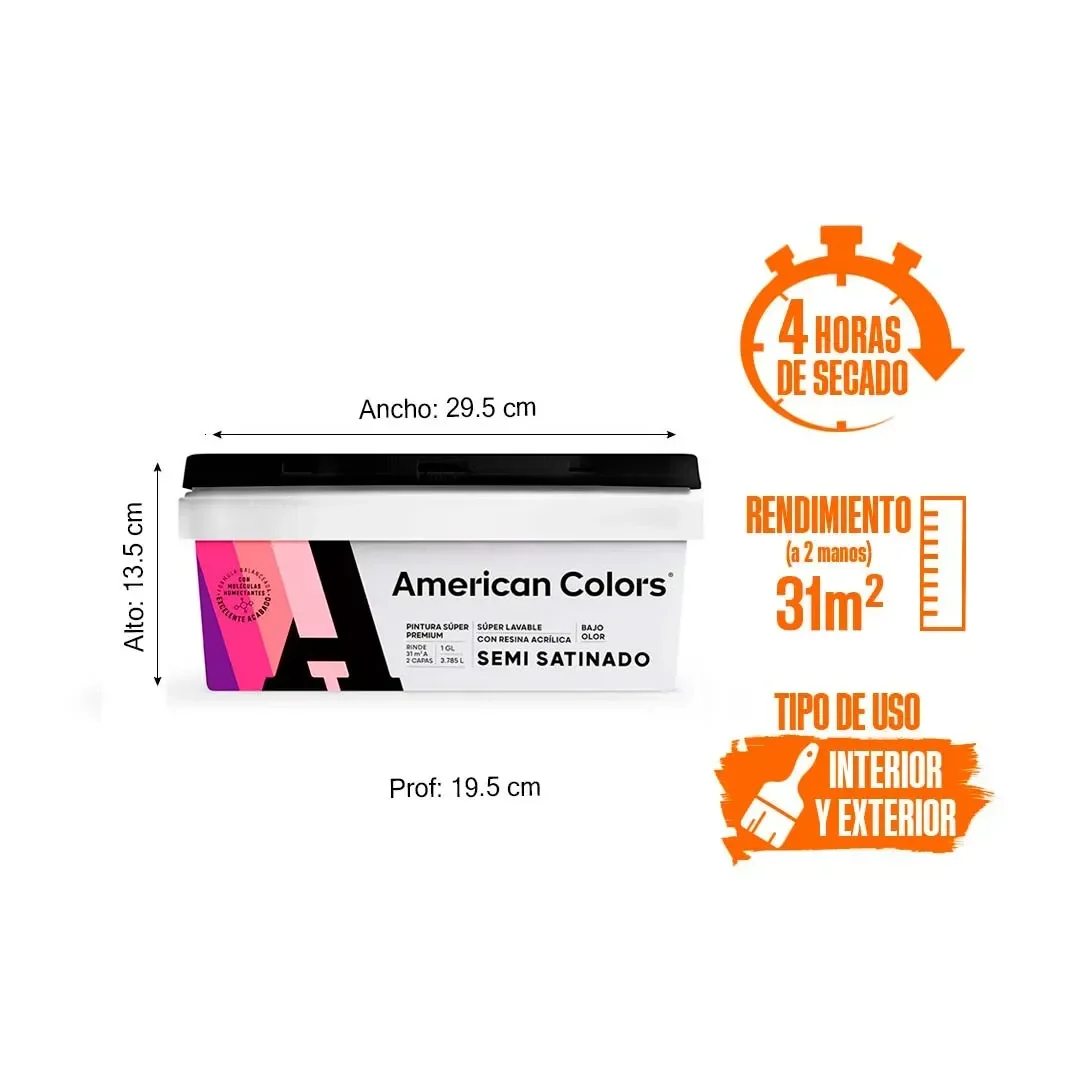 PINTURA SEMI SATINADO BLANCO 1 GALON AMERICAN COLORS2