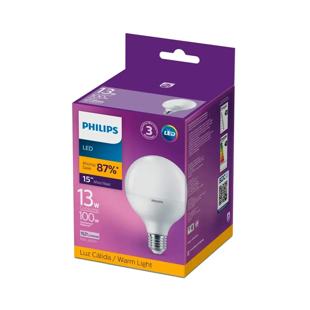 FOCO LED GLOBO E27 13W LUZ CALIDA PHILIPS2