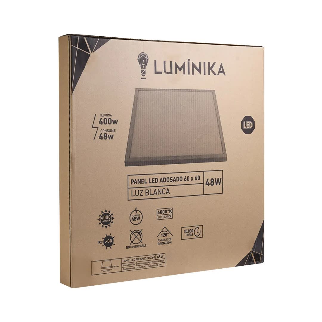 PANEL LED ADOSADO 60X60CM 48W 60°K LUZ BLANCA LUMINIKA2