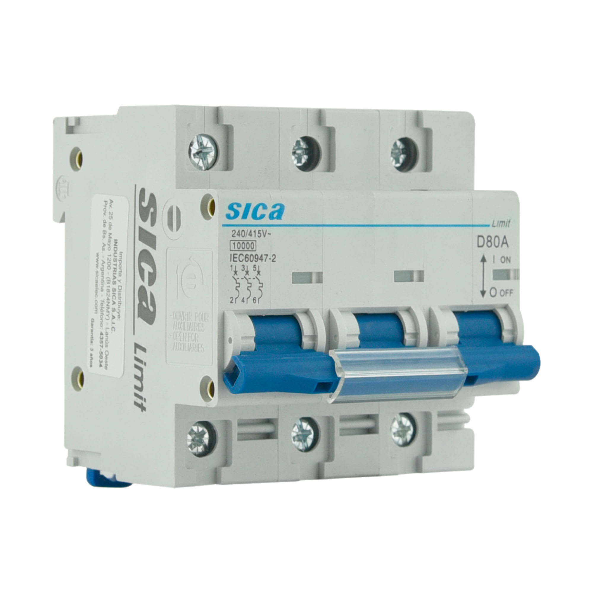 INTERRUPTOR TERMOMAGNETICO TRIFASICO 80A BLANCO TECNOLOGIA ALEMANA-SICA