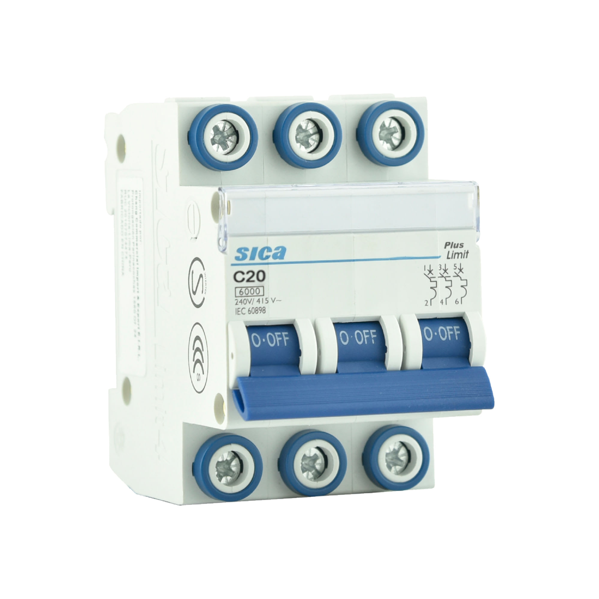 INTERRUPTOR TERMOMAGNETICO TRIFASICO 20A BLANCO-SICA
