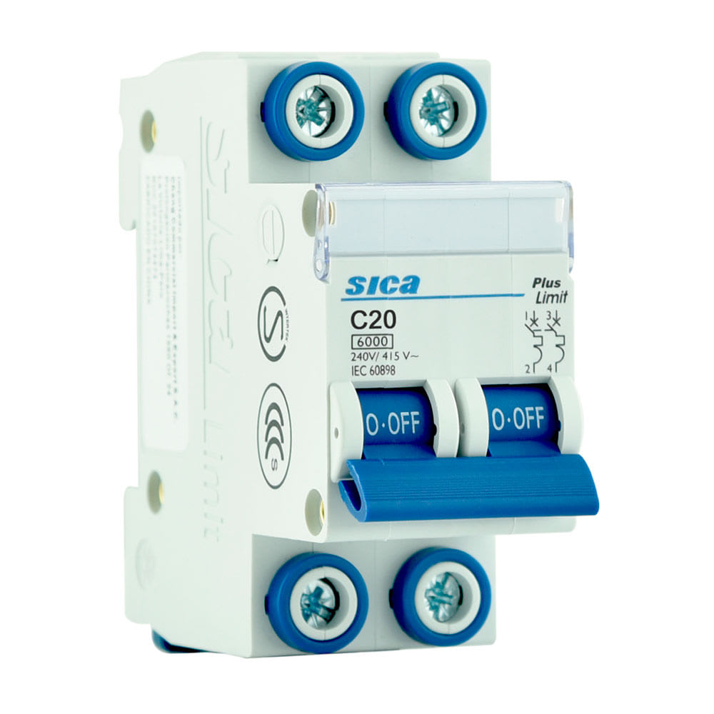 INTERRUPTOR TERMOMAGNETICO/RIEL 2X20A -SICA