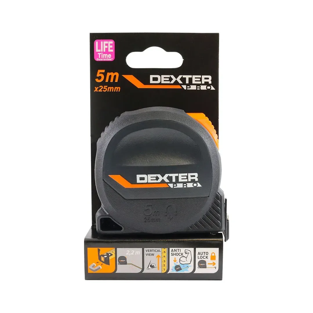 WINCHA MEDIDORA 5MX25MM CON SISTEMA AUTOLOCK DEXTER9