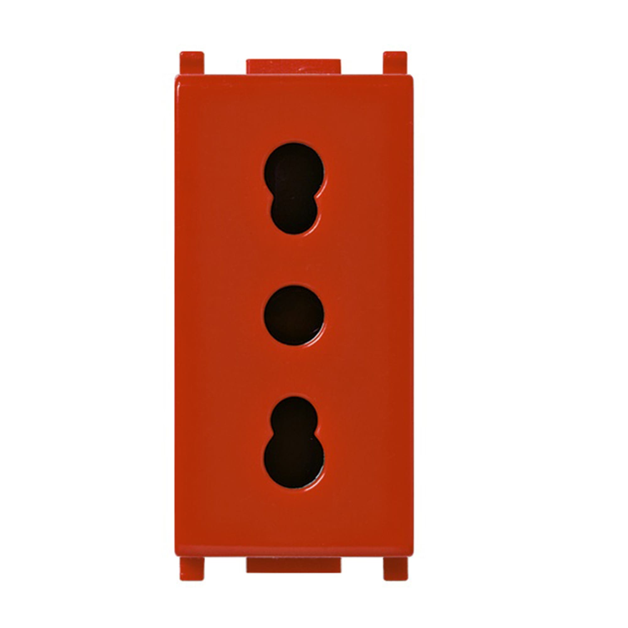 TOMA TIPO BIPASO 3 EN LINEA 2P+T 16A 250V ROJO - 1 MODULO (LINEA PLANA) VIMAR