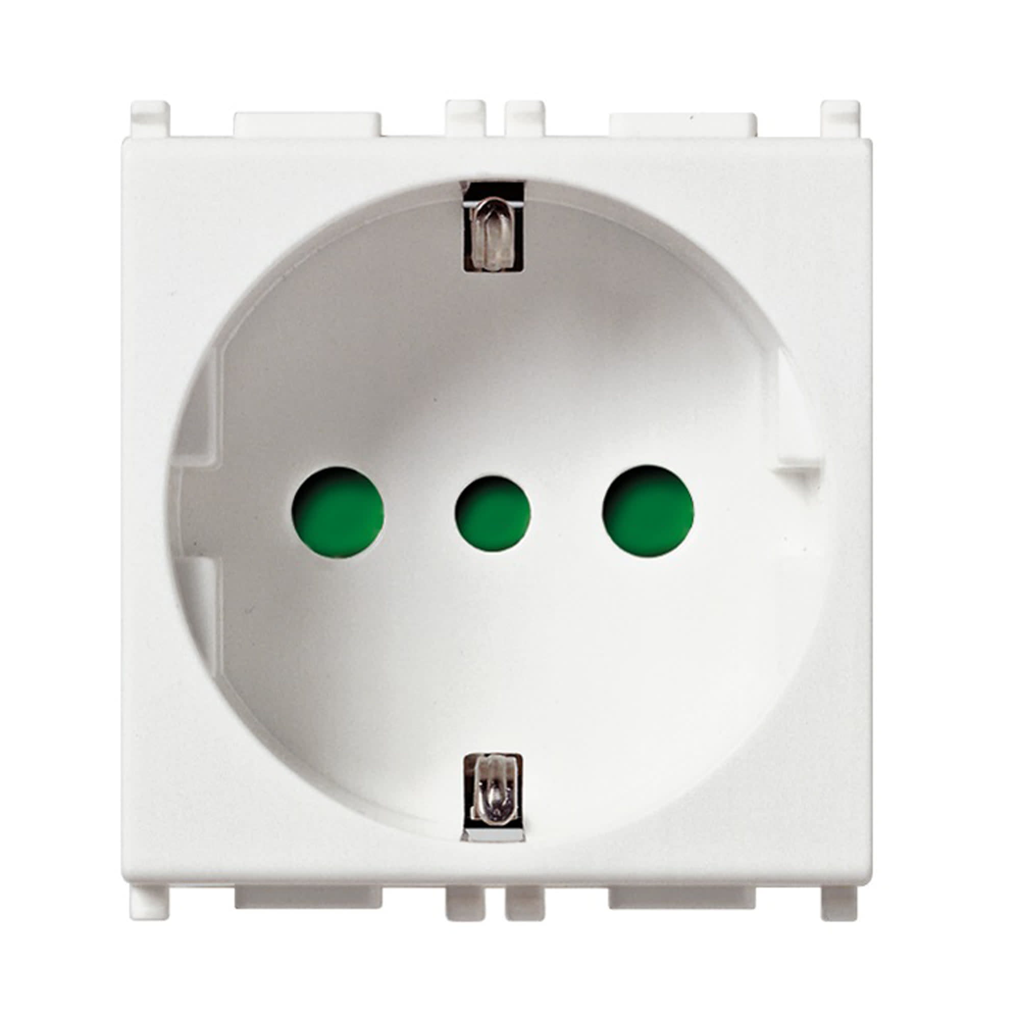 TOMA TIPO SCHUKO 2P+T 16A 250V BLANCO - 2 MODULOS (LINEA PLANA) VIMAR
