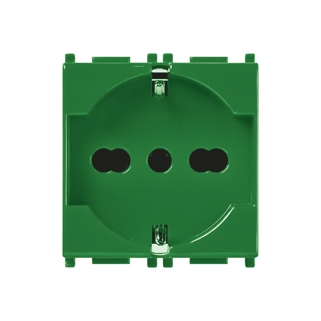 TOMA TIPO SCHUKO 2P+T 16A 250V VERDE - 2 MODULOS ANTIBACTERIANO (LINEA PLANA) VIMAR