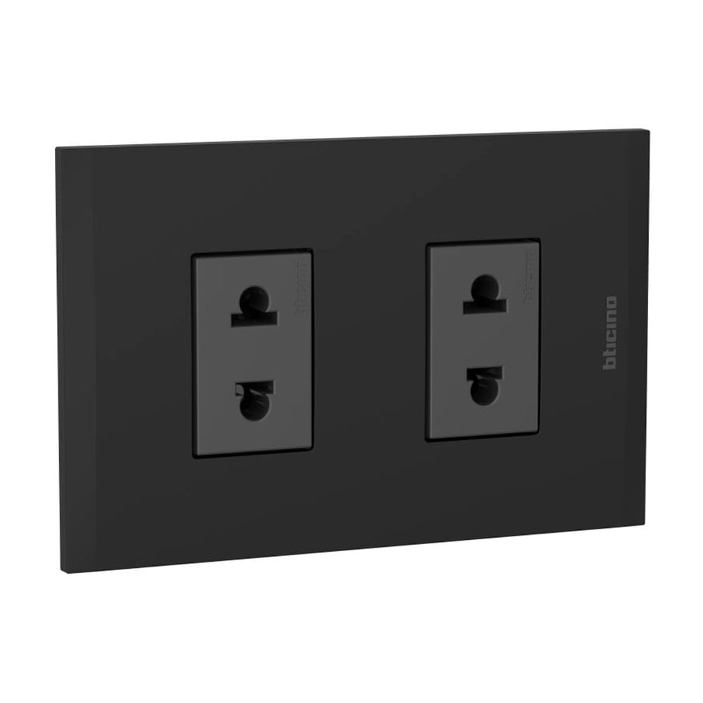 TOMACORRIENTE UNIVERSAL DOBLE MODUS 4 AH2112E2ANG NEGRO BTICINO