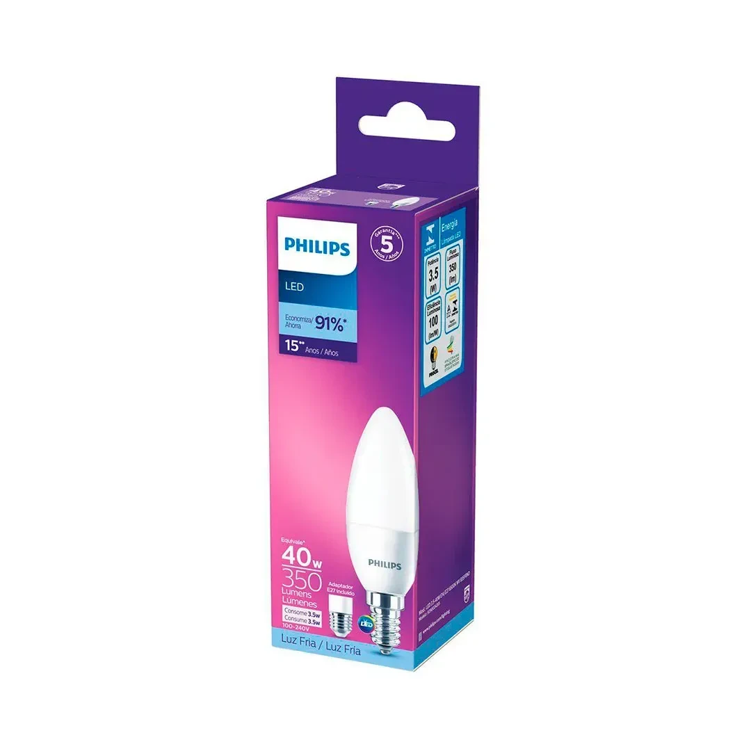 FOCO LED VELA 3.5-40W E14/E27 BLANCO PHILIPS3