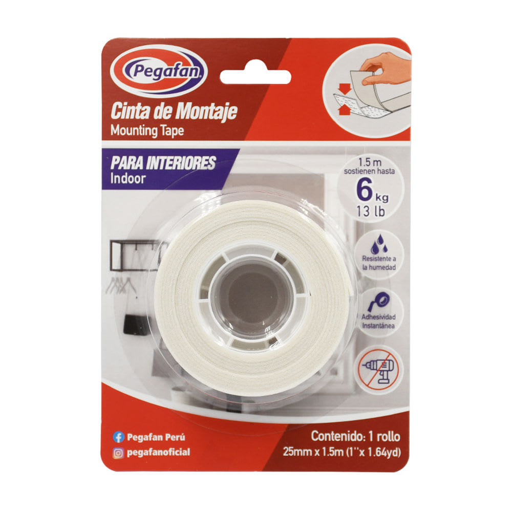 CINTA MONTAJE INTERIORES 25X1.5M PEGAFAN1