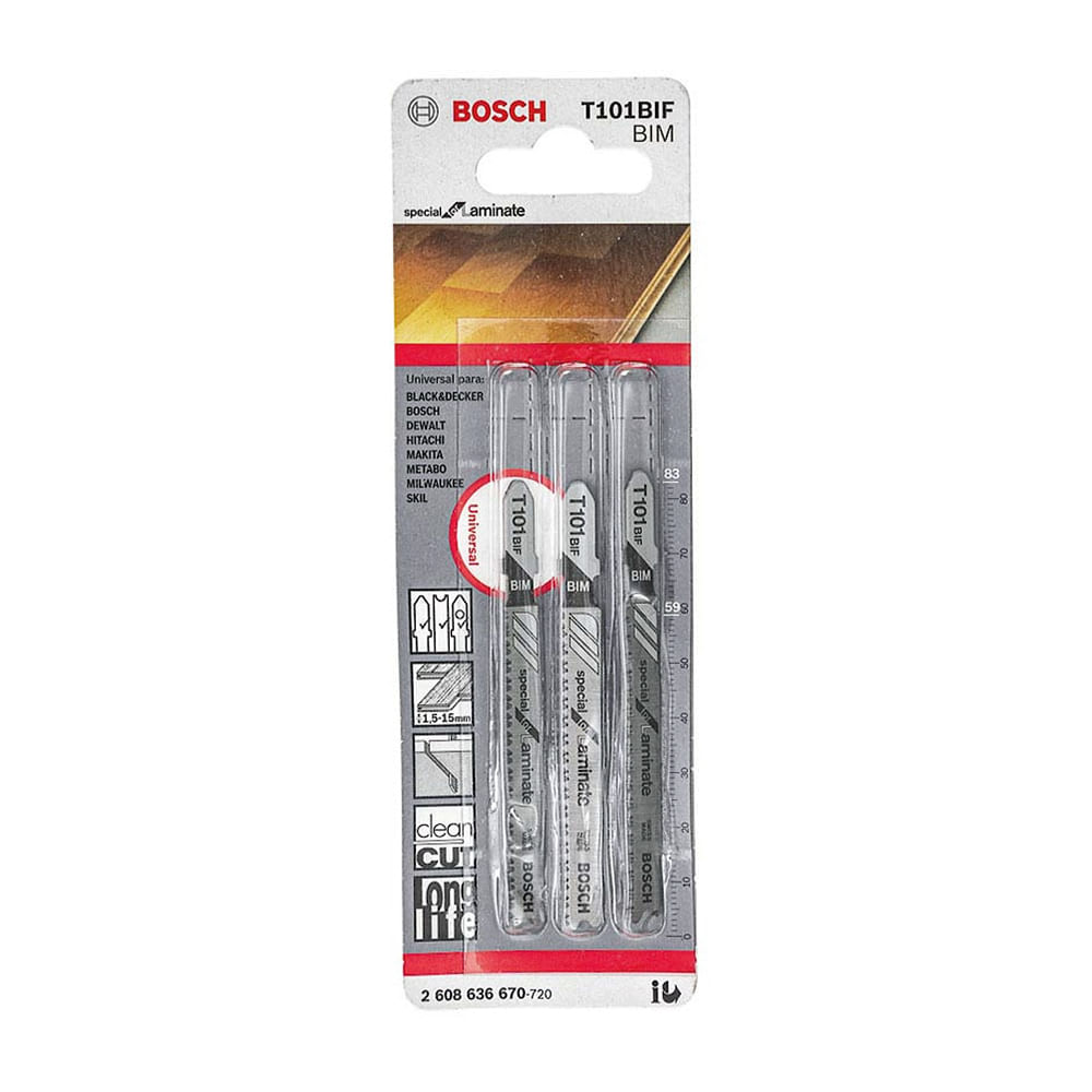 SET DE 3 HOJAS DE CALAR T101BIF ESPECIAL PARA LAMINADO BOSCH