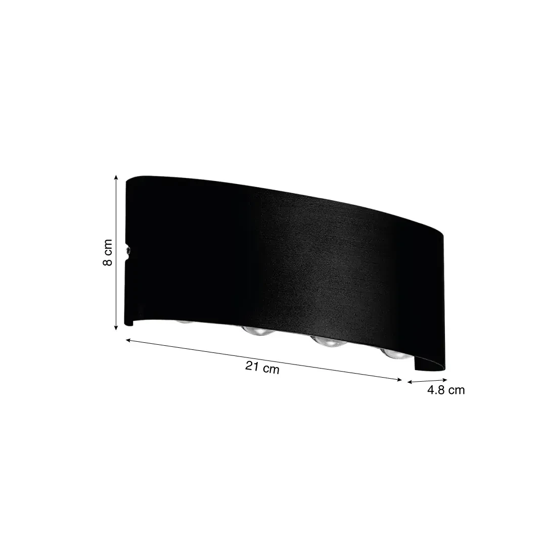 APLIQUE LED COB MARGA 8W LC IP44 NEGRO LIGHTECH2
