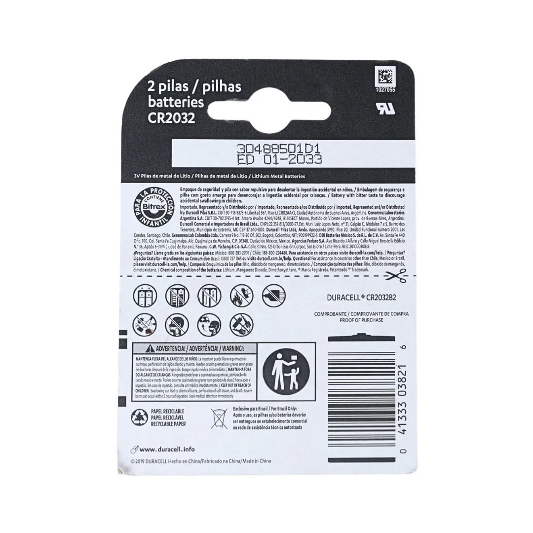 PILAS BOTON LITIO 2032 BABY SECURE X2 DURACELL3