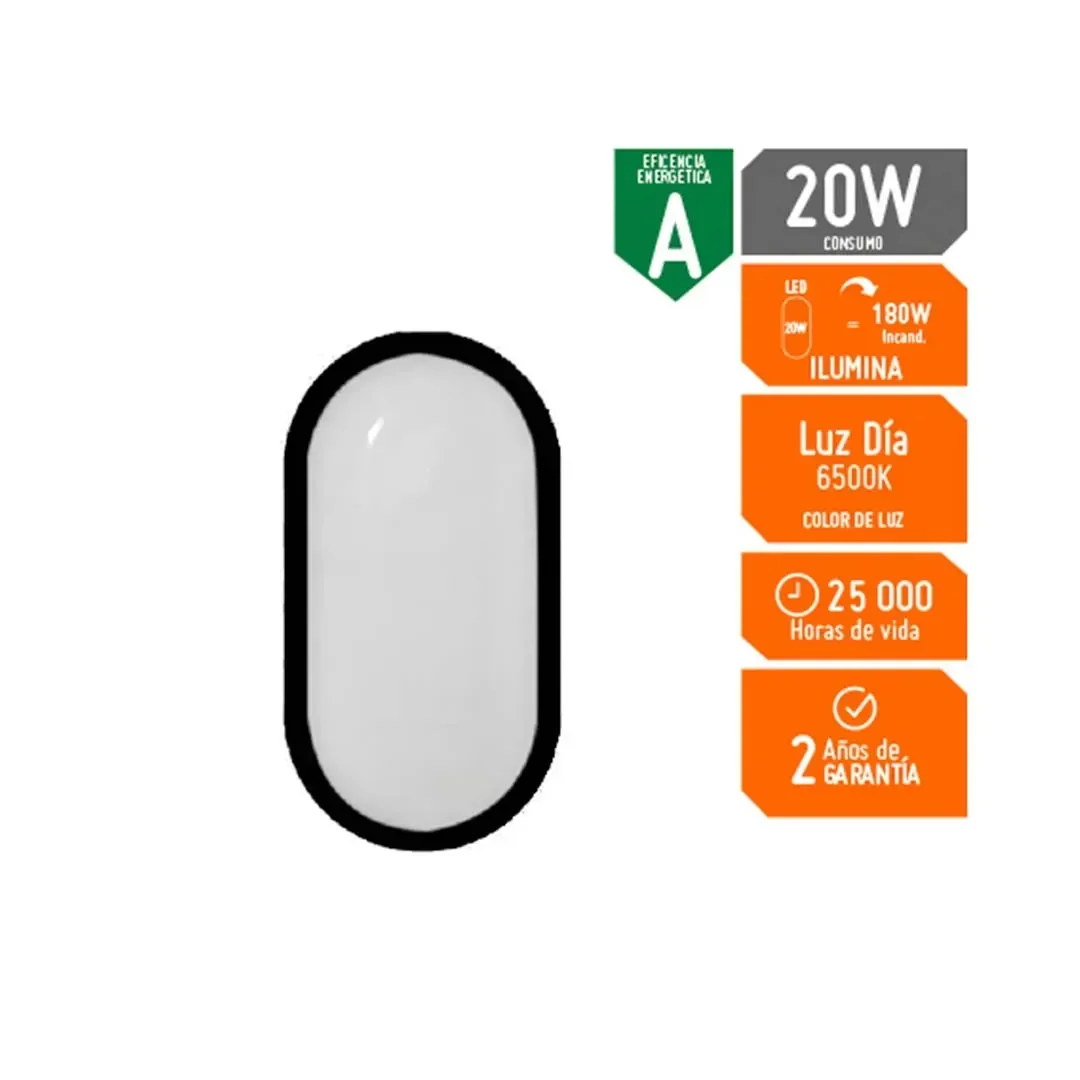 APLIQUE TORTUGA LED 20W IP65 NEGRO LUZ DIA GZ LIGTHING5