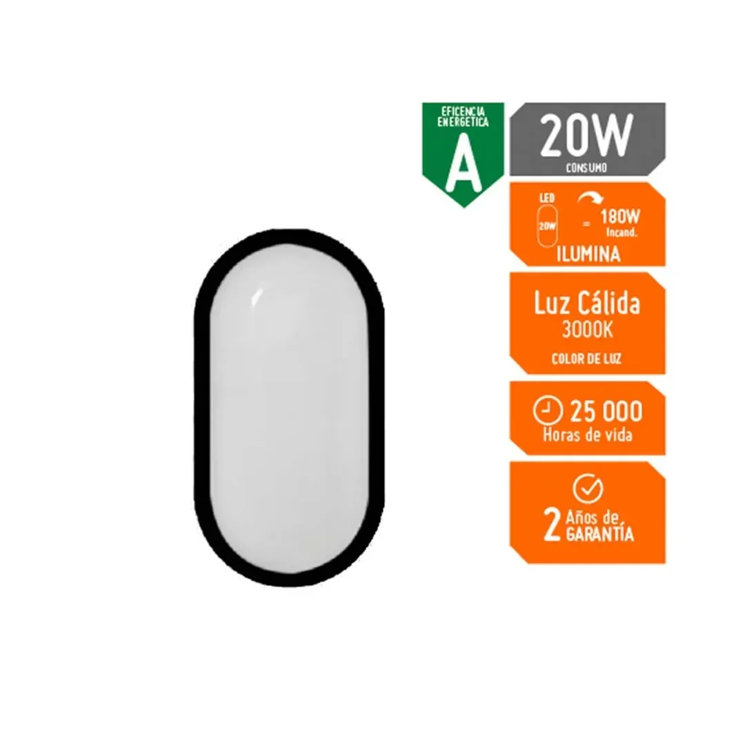 APLIQUE TORTUGA LED 20W IP65 NEGRO LUZ CALIDA GZ LIGTHING3