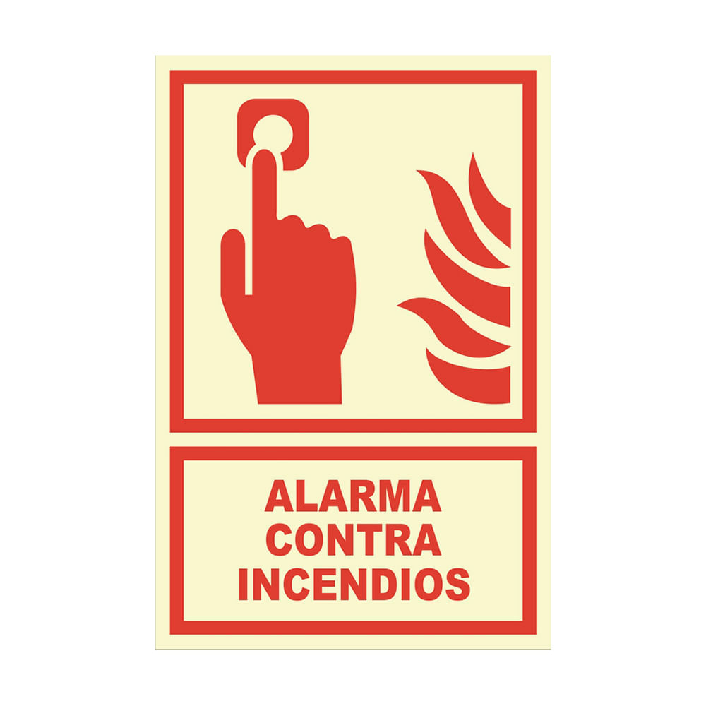 SEÑAL DE ALARMA CONTRA INCENDIOS FOTOLUMINISCENTE 20X30CM SM1