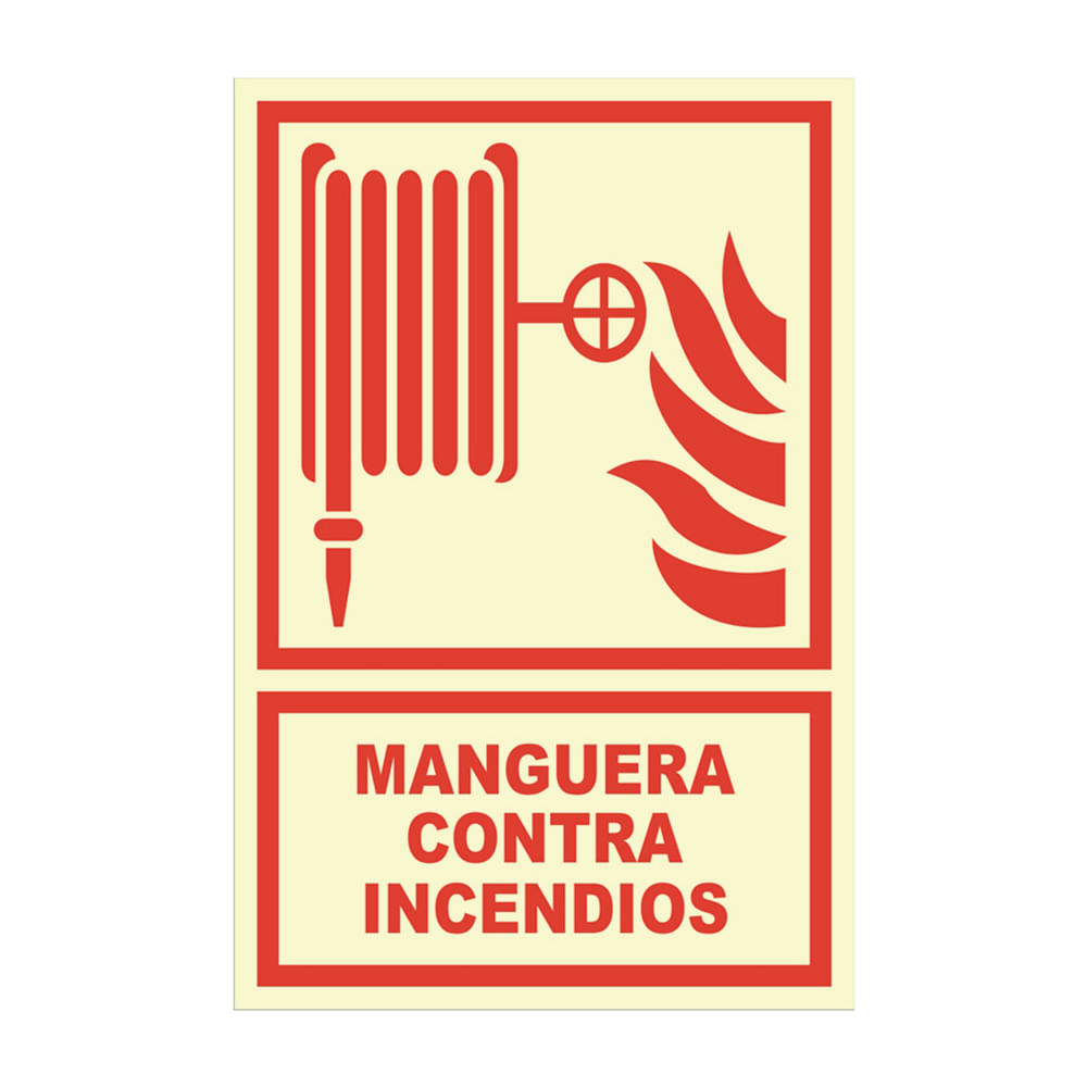 SEÑAL DE MANGUERA CONTRA INCENDIOS FOTOLUMINISCENTE 20X30CM SM