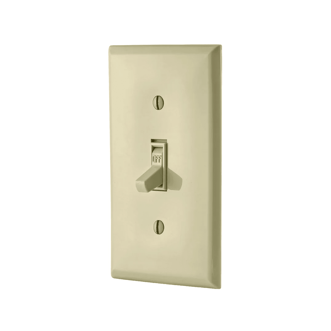 INTERRUPTOR UNIPOLAR SIMPLE DE PALANCA CONEXION A TIERRA 15A 120V MARFIL LEVITON3