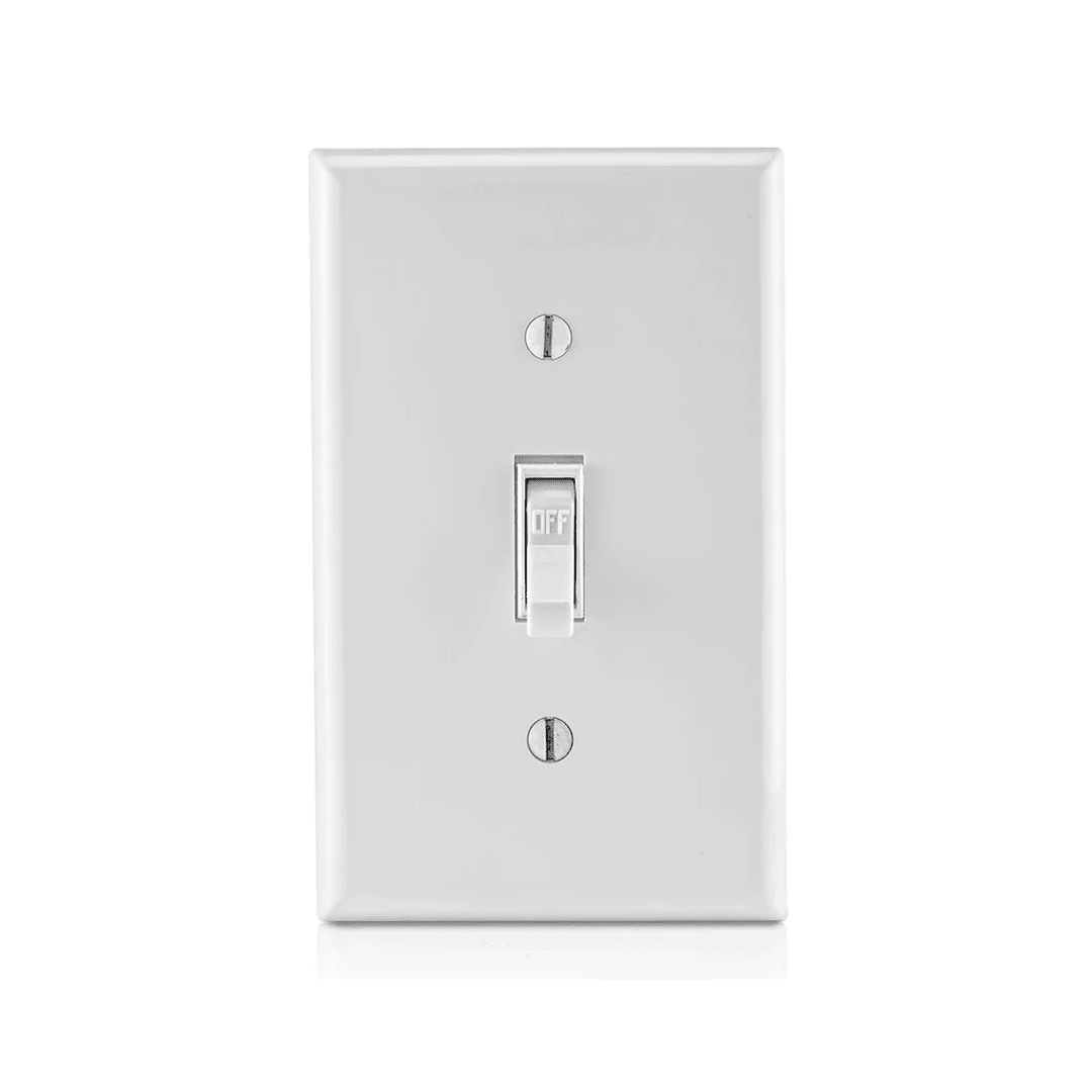 INTERRUPTOR UNIPOLAR SIMPLE DE PALANCA CONEXION A TIERRA 15A 120V BLANCO LEVITON2