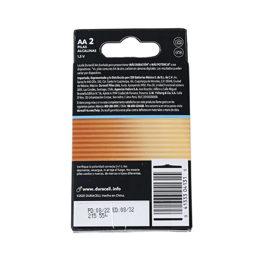 PILAS OPTIMUM AA 2 UNIDADES NEGRO 1.5V DURACELL1