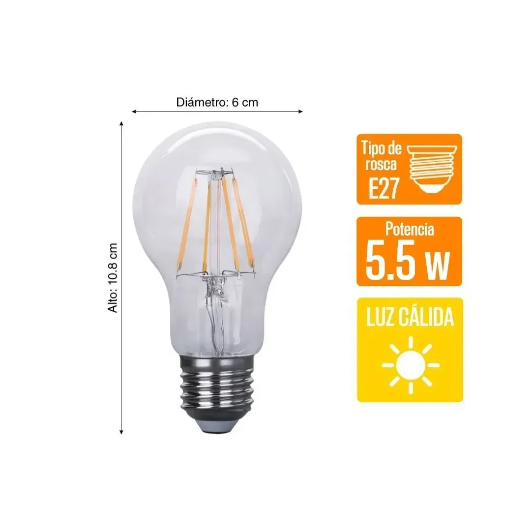 FOCO LED BULBO 6W VIDRIO ORANGE2