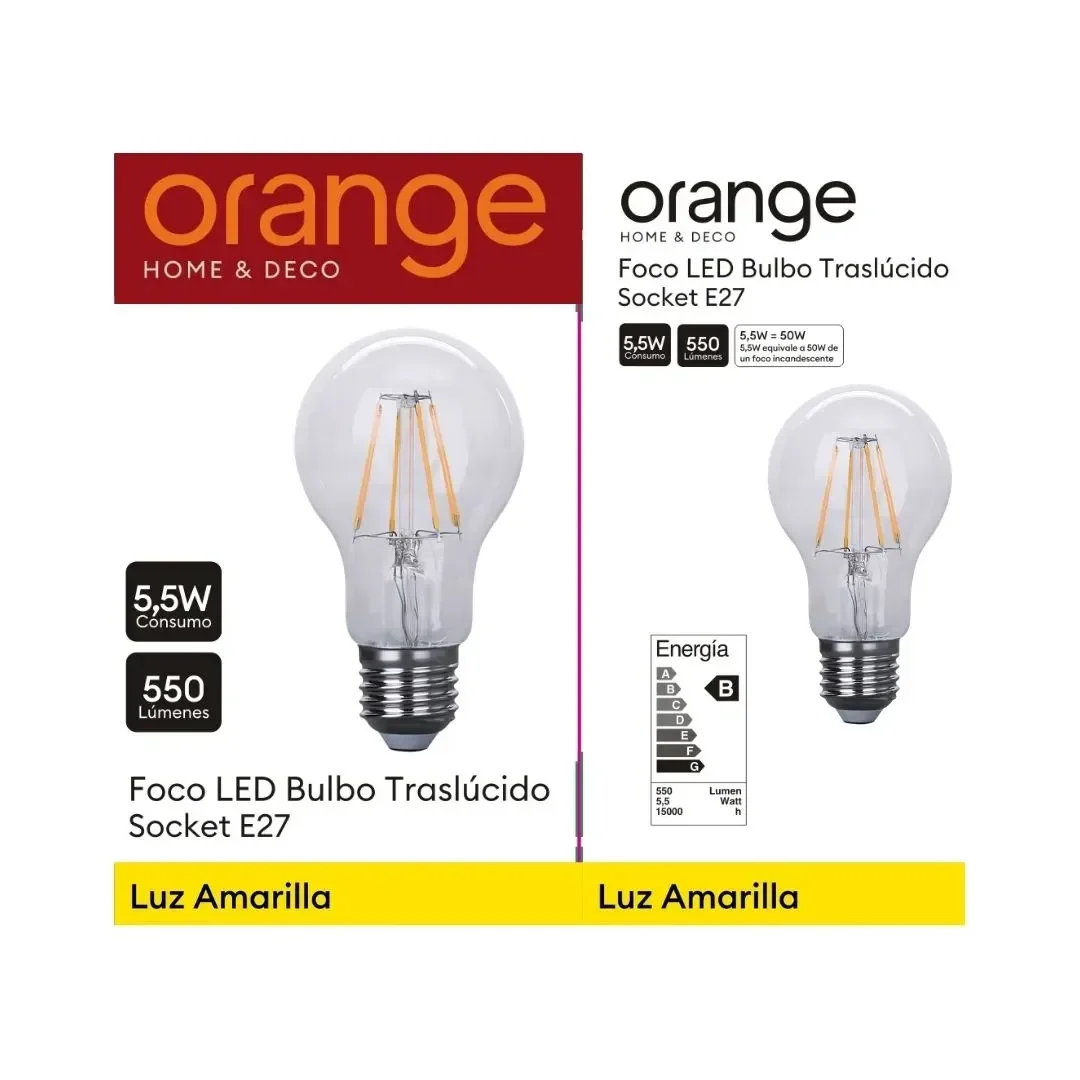 FOCO LED BULBO 6W VIDRIO ORANGE7