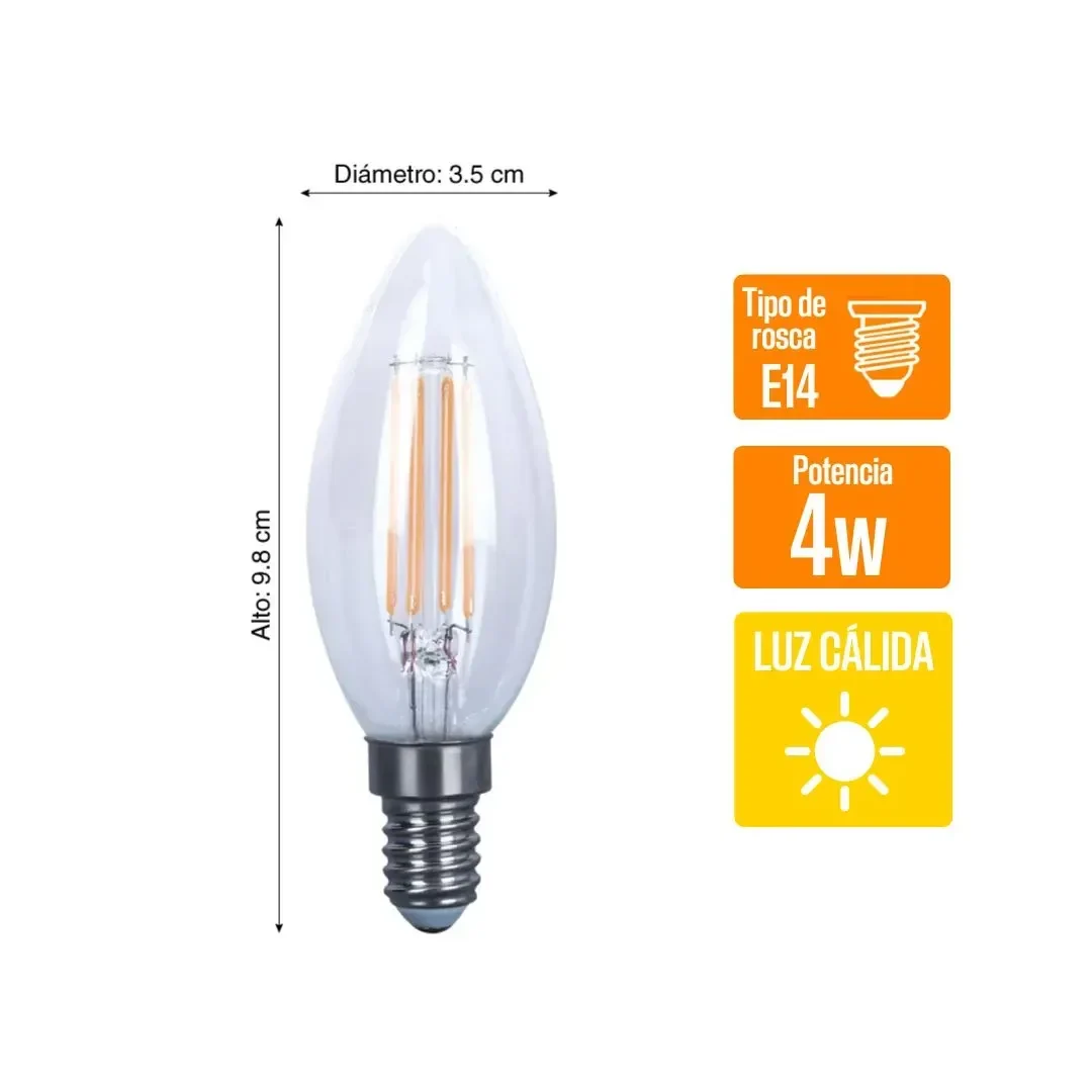 FOCO VELA LED CLEAR 4W LC ORANGE2