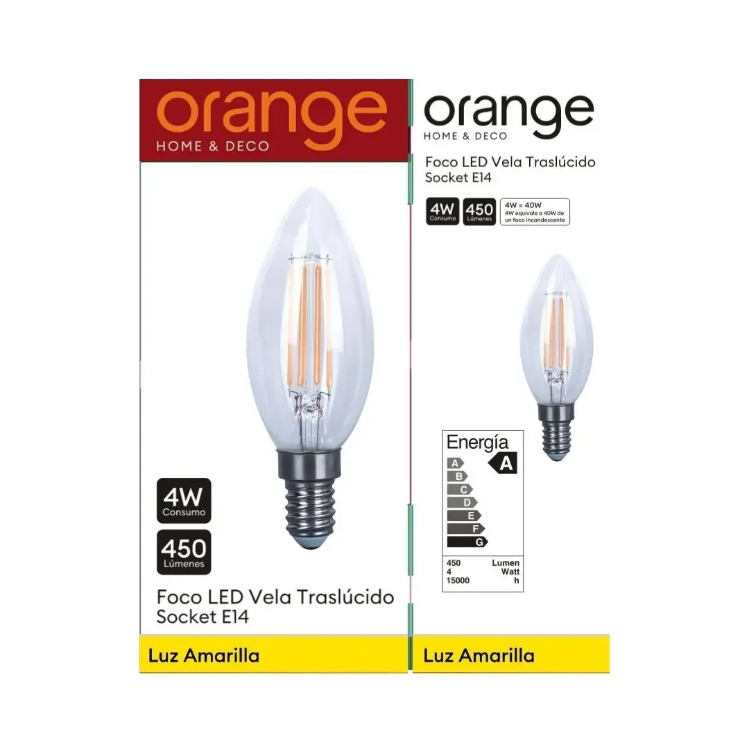 FOCO VELA LED CLEAR 4W LC ORANGE5
