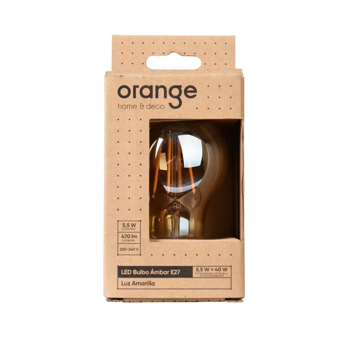FOCO LED VINTAGE BULBO 5.5W AMBAR VIDRIO E27 ORANGE4