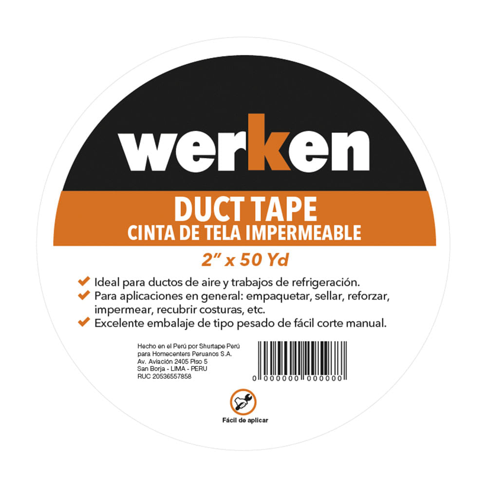 CINTA DUCT TAPE 2'' X 50 YDS WERKEN