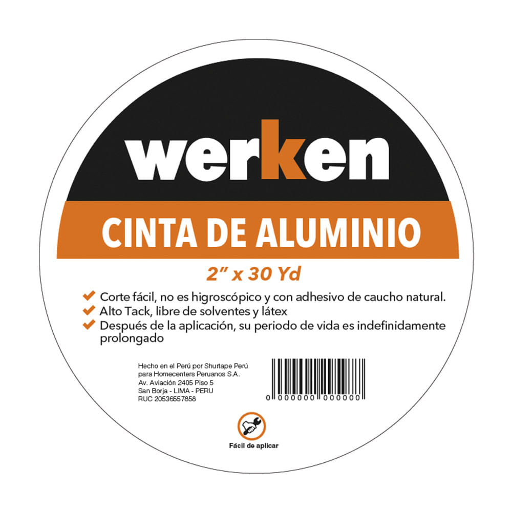 CINTA ALUMINIO 2'' X 30 YDS WERKEN