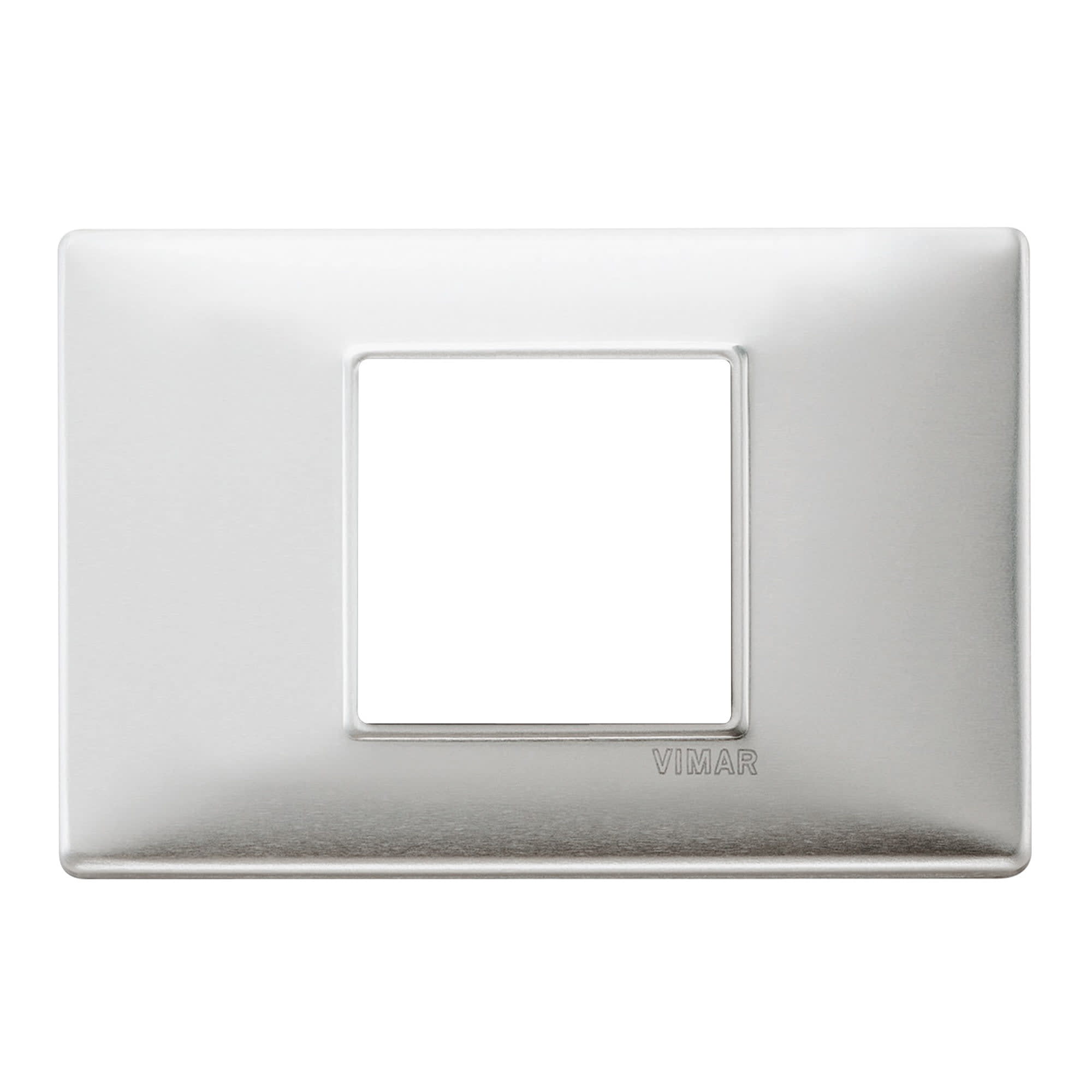 PLACA 2 MODULOS ALUMINIO CEPILLADO (LINEA PLANA) VIMAR1