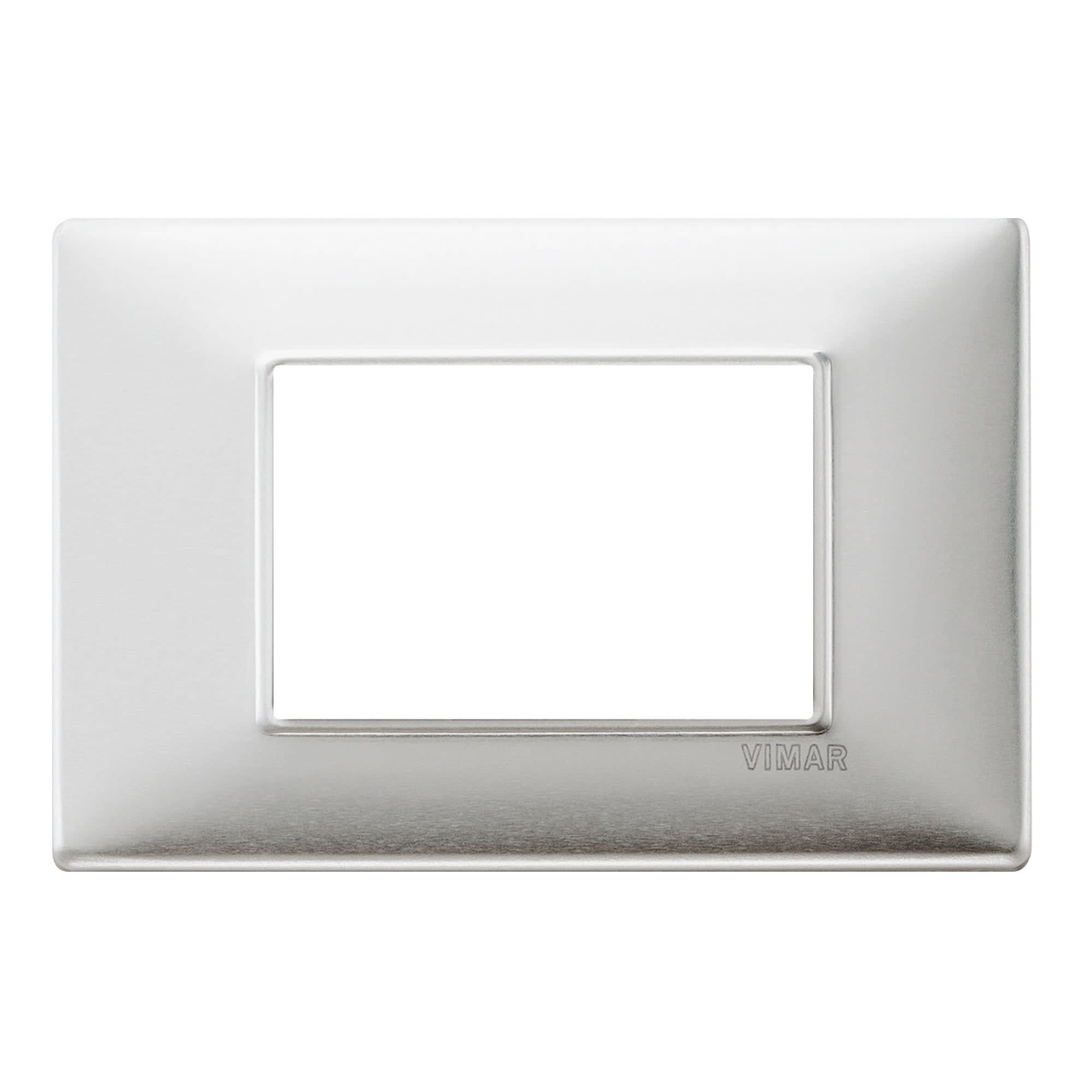 PLACA 3 MODULOS ALUMINIO CEPILLADO (LINEA PLANA) VIMAR1