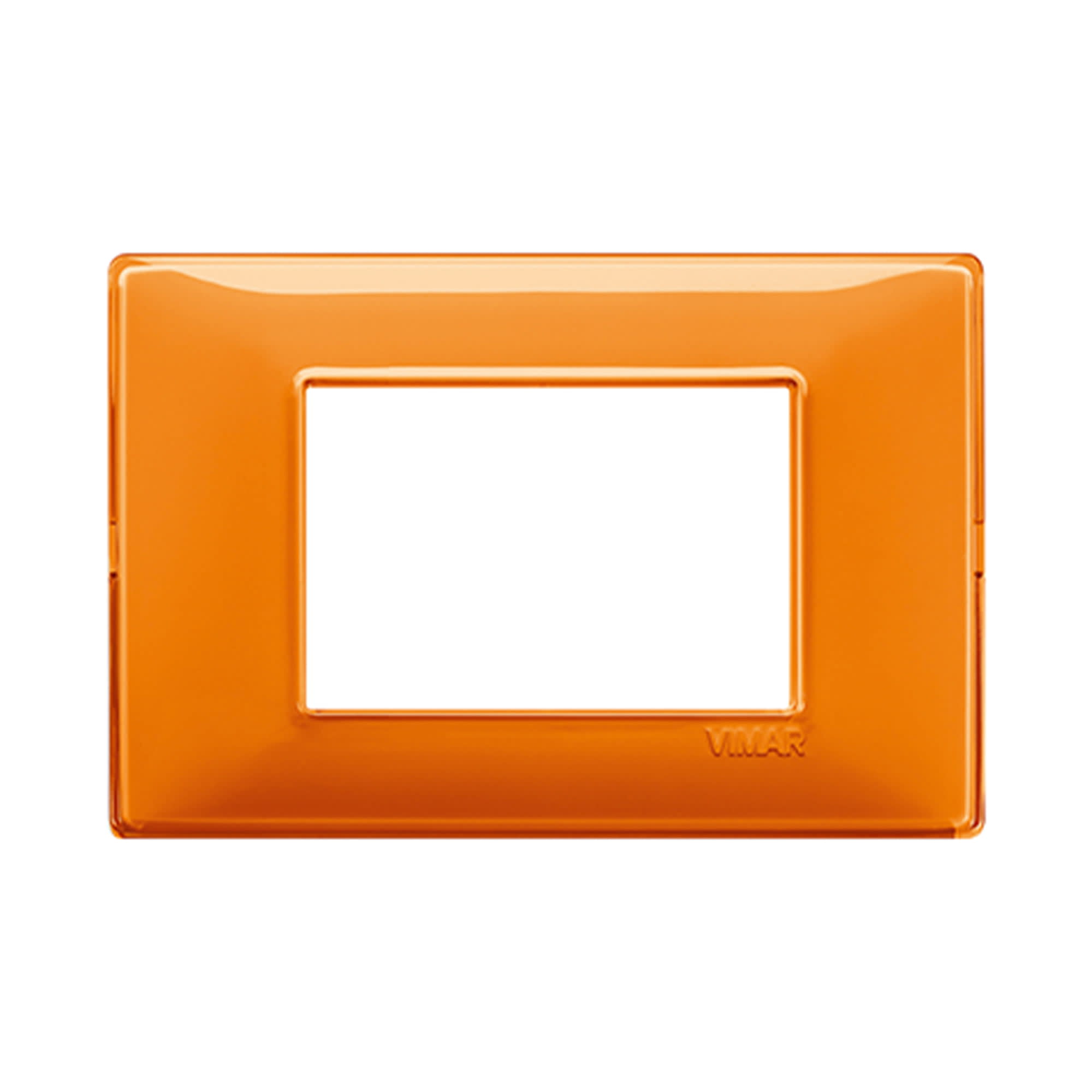 PLACA 4 MODULOS TECNOPOLIMERO NARANJA (LINEA PLANA EFECTO TRANSPARENTE) VIMAR1