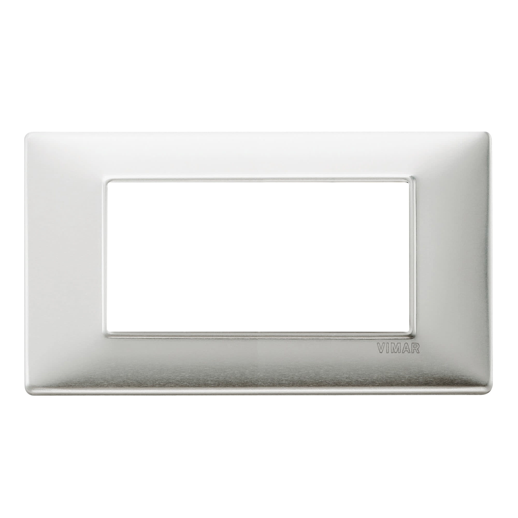 PLACA 4 MODULOS ALUMINIO CEPILLADO (LINEA PLANA) VIMAR1