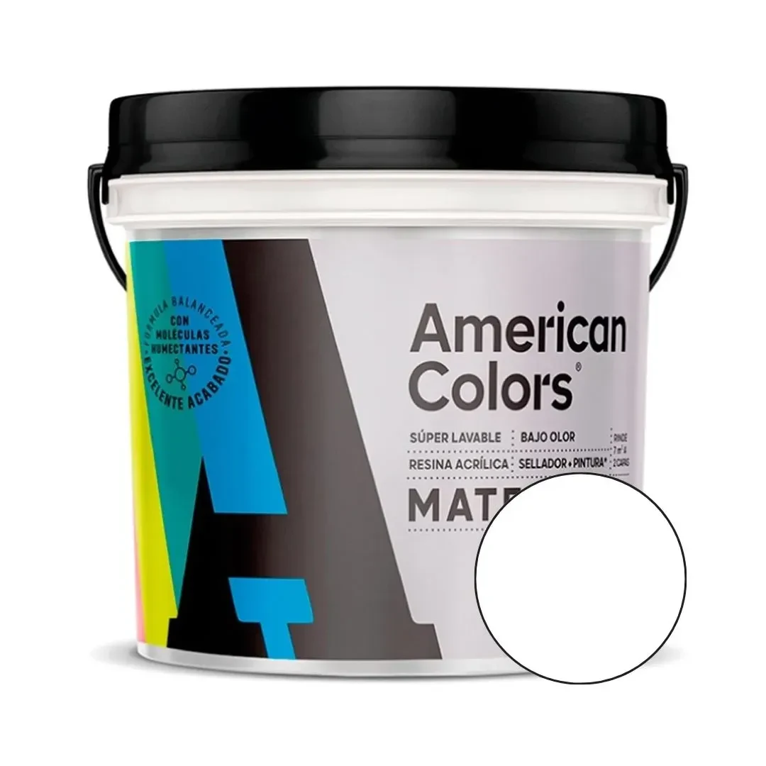 PINTURA MATE BLANCO 1/4 GALON AMERICAN COLORS