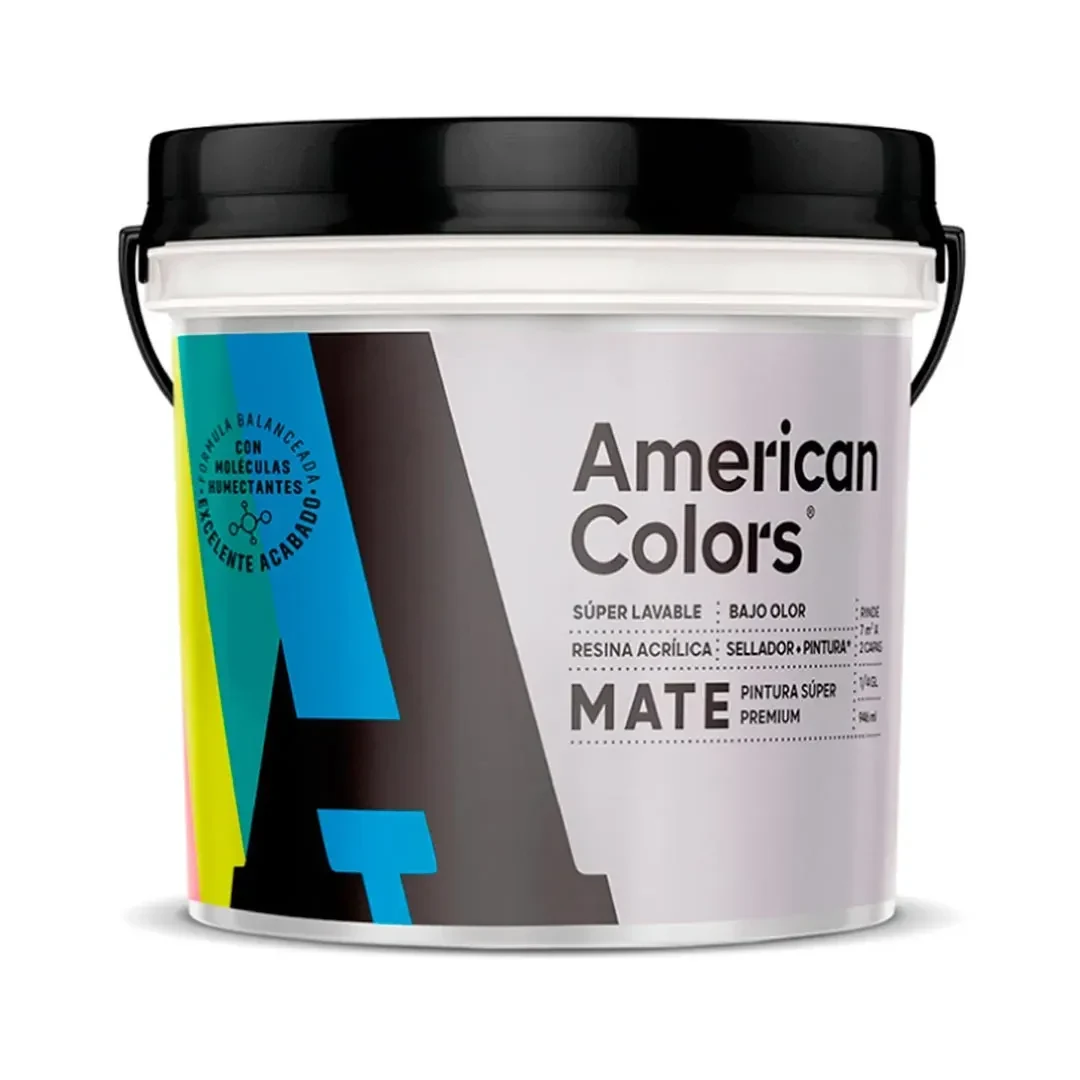 PINTURA MATE BLANCO 1/4 GALON AMERICAN COLORS3