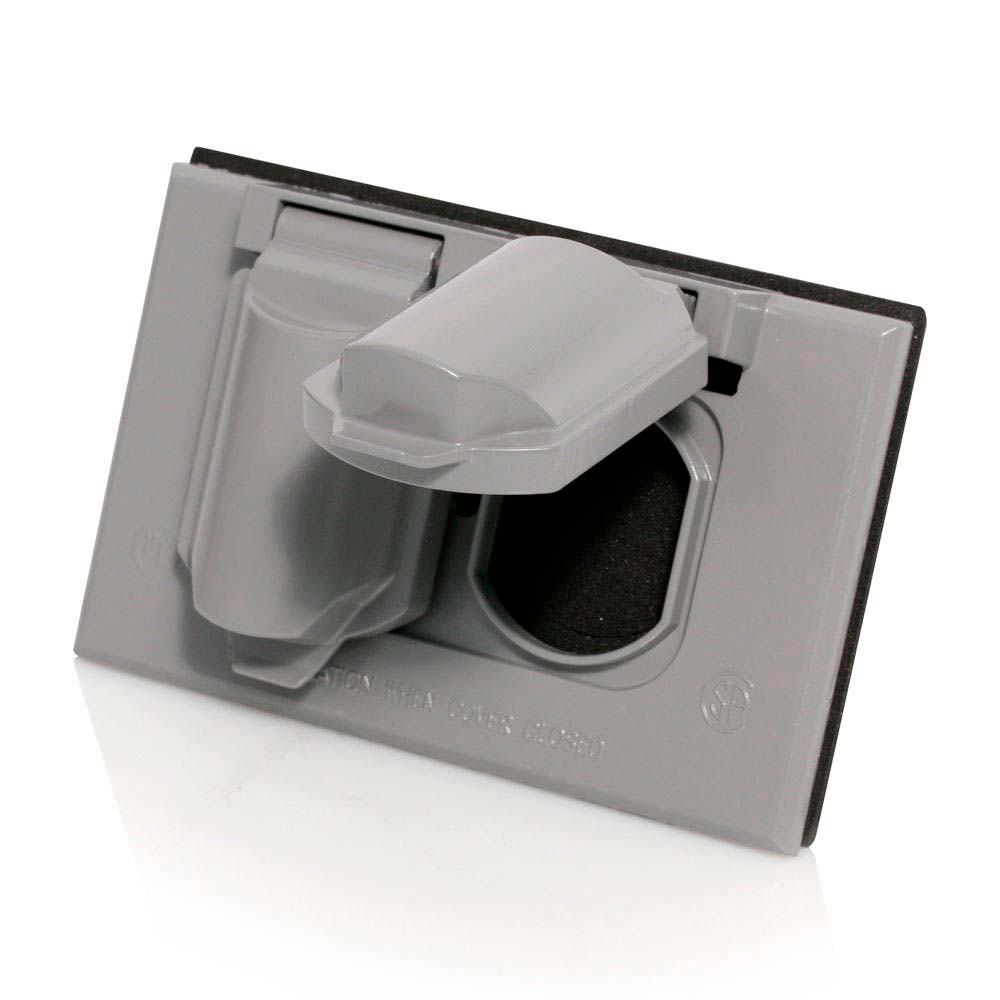 PLACA DOBLE HERMETICA BAQUELITA C/TAPA VERTICAL LEVITON