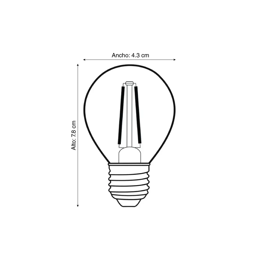 FOCO G45 LED DE FILAMENTO 5W CALIDA E27 LIGHTECH2