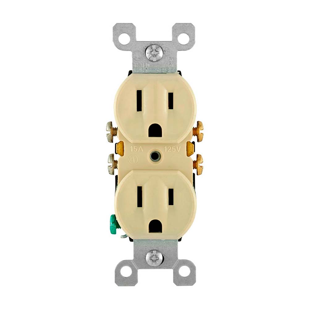 TOMA DOBLE EMPOTRAR L/T 15A MF LEVITON1