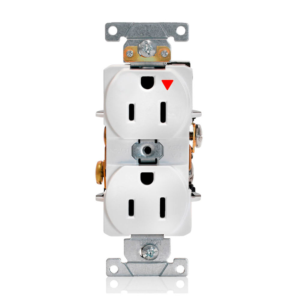 TOMA DOBLE EMPOTRAR TIERRA AISLADA 15A 125V BL LEVITON1
