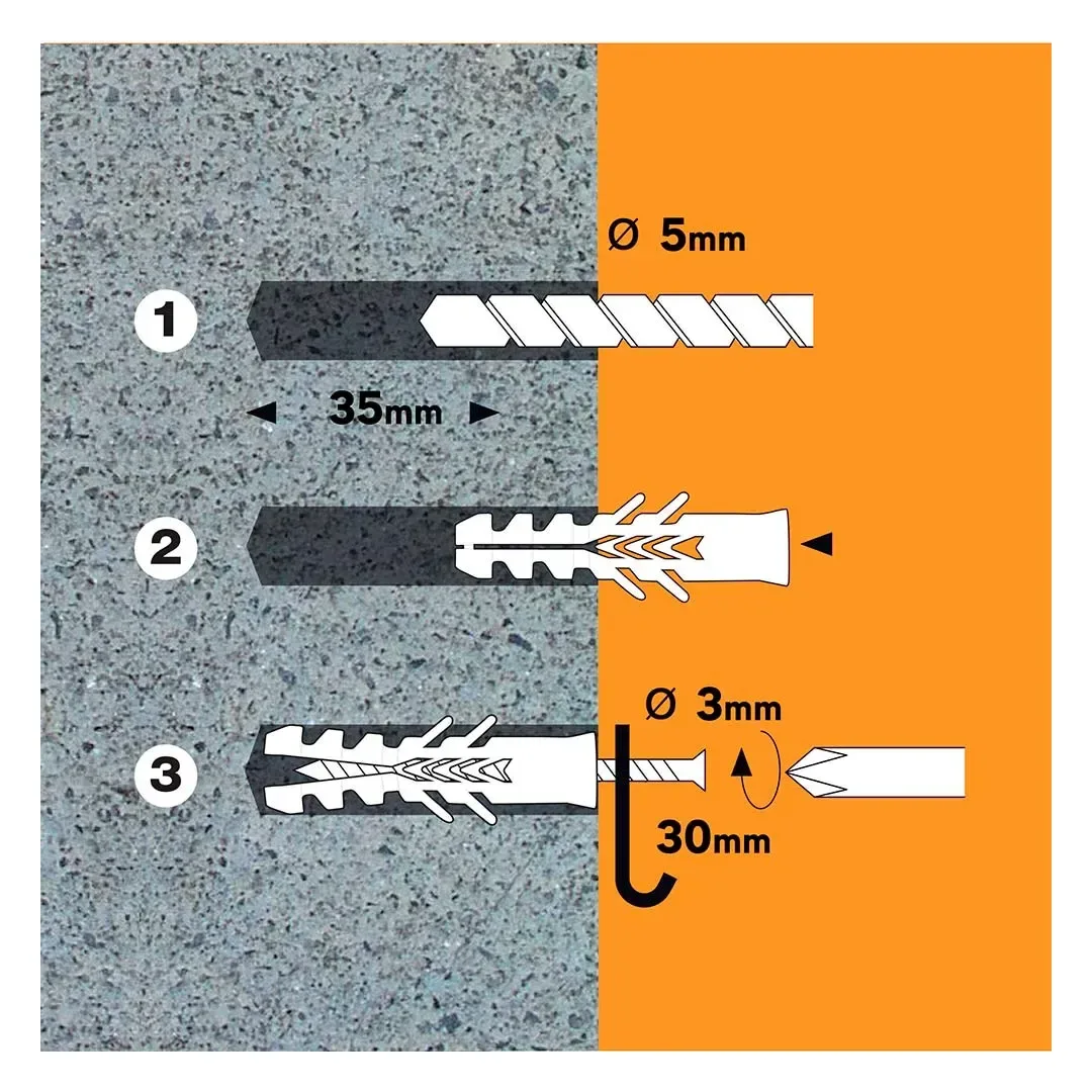 TORNILLO + TARUGO 5X25MM X 25 UNIDADES STANDERS2