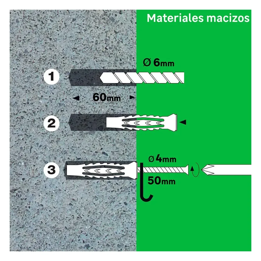 TORNILLO + TARUGO 6X40MM X 30 UNIDADES STANDERS6